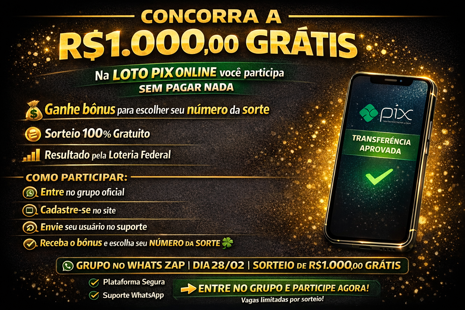 SORTEIO R$1.000,00 GRATIS (FEVEREIRO) 28/02